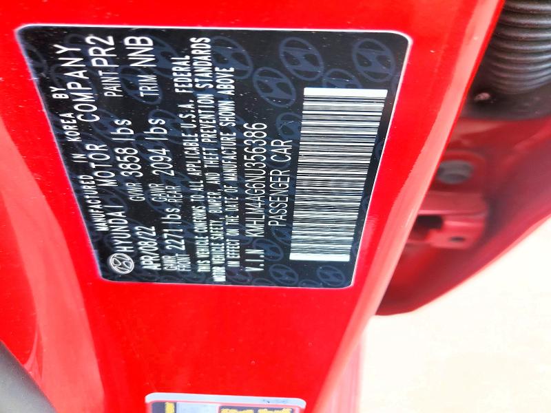 Продажа на аукционе авто 2022 Hyundai Elantra, vin: KMHLM4AG6NU356386, номер лота: 55197876
