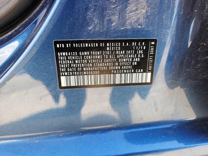 53368486 :رقم المزاد ، 3VWCB7BU2LM008390 vin ، 2020 Volkswagen Jetta مزاد بيع