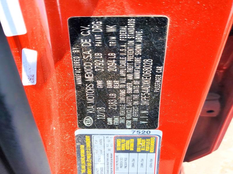 54236896 :رقم المزاد ، 3KPF54ADXKE068028 vin ، 2019 Kia Forte مزاد بيع