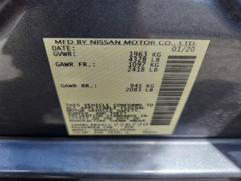 54508896 :رقم المزاد ، 1N4BL4BVXLC226720 vin ، 2020 Nissan Altima مزاد بيع