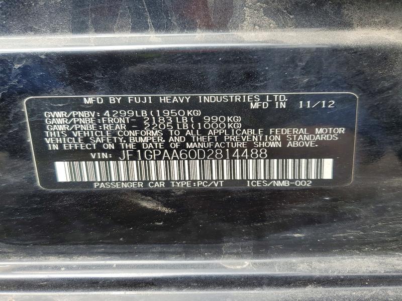Продаж на аукціоні авто 2013 Subaru Impreza, vin: JF1GPAA60D2814488, номер лоту: 51957916