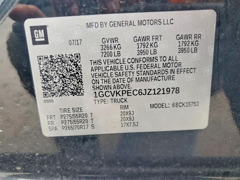 52756746 :رقم المزاد ، 1GCVKPEC6JZ121978 vin ، 2018 Chevrolet Silverado مزاد بيع