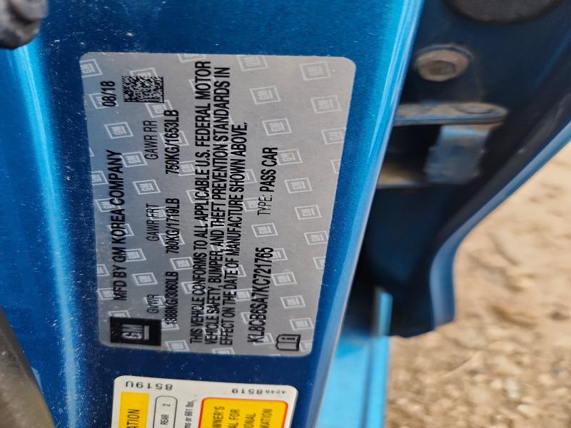 2019 Chevrolet Spark მანქანა იყიდება აუქციონზე, vin: KL8CB6SA7KC721765, აუქციონის ნომერი: 55020506