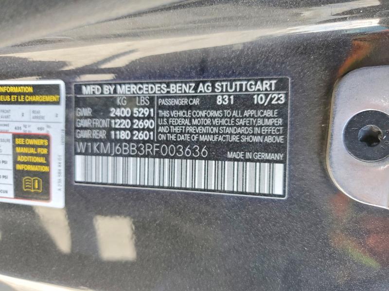 Aukcja sprzedaży 2024 Mercedes-benz Cle, vin: W1KMJ6BB3RF003636, numer aukcji: 55625376