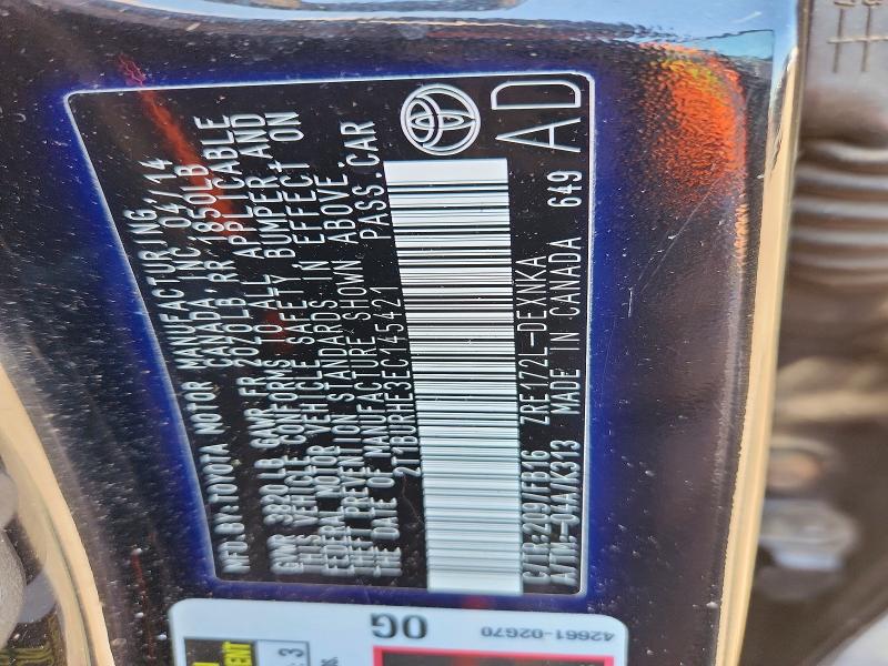 54061726 :رقم المزاد ، 2T1BURHE3EC145421 vin ، 2014 Toyota Corolla مزاد بيع