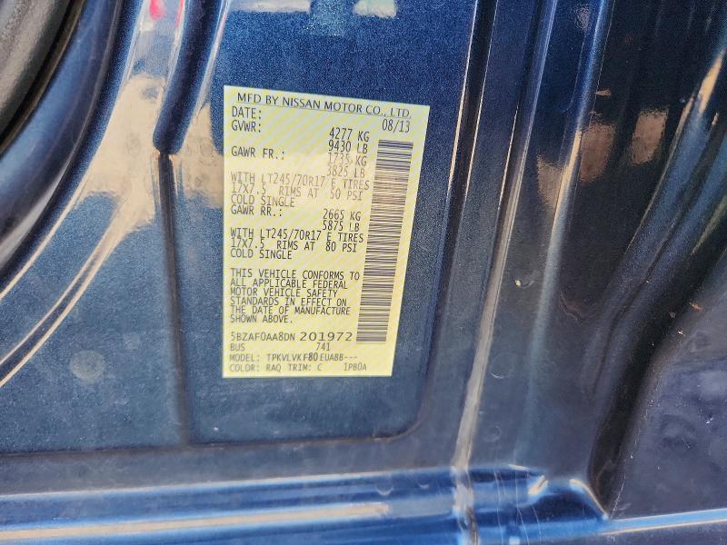 54270126 :رقم المزاد ، 5BZAF0AA8DN201972 vin ، 2013 Nissan Nv مزاد بيع