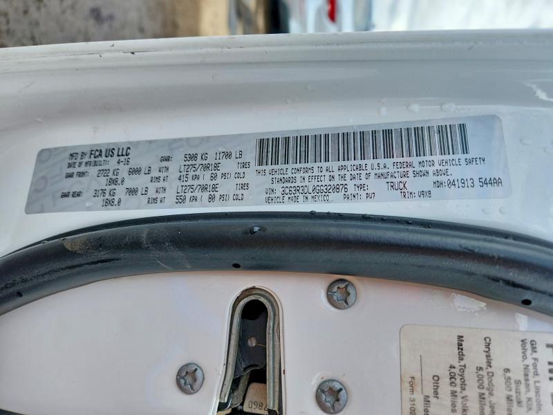 51433256 :رقم المزاد ، 3C63R3DL0GG320876 vin ، 2016 Ram 3500 مزاد بيع