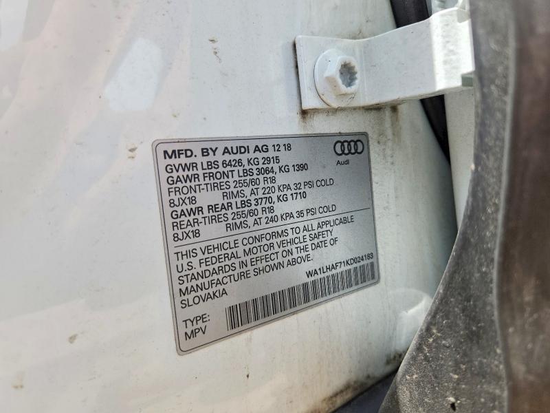 Aukcja sprzedaży 2019 Audi Q7, vin: WA1LHAF71KD024183, numer aukcji: 53137716