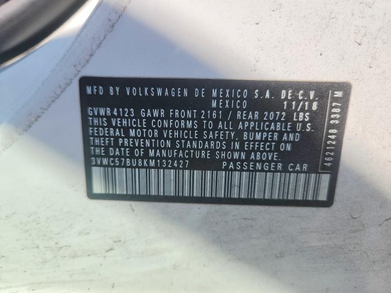 53650836 :رقم المزاد ، 3VWC57BU8KM132427 vin ، 2019 Volkswagen Jetta مزاد بيع