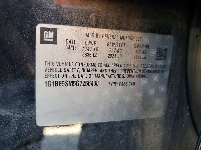 Aukcja sprzedaży 2016 Chevrolet Cruze, vin: 1G1BE5SM5G7256488, numer aukcji: 54508666