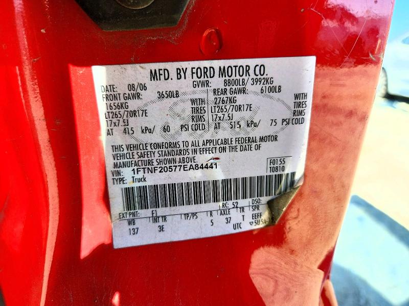 Продаж на аукціоні авто 2007 Ford F250, vin: 1FTNF20577EA84441, номер лоту: 52851266