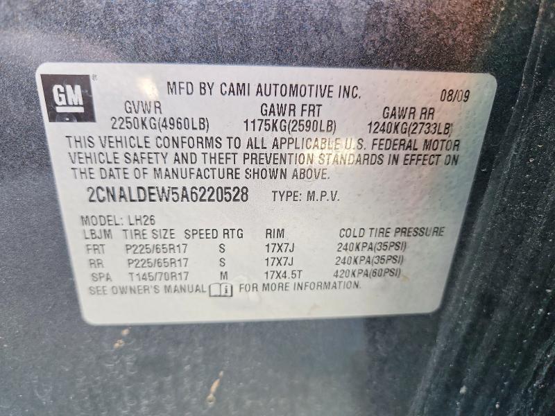 Aukcja sprzedaży 2010 Chevrolet Equinox, vin: 2CNALDEW5A6220528, numer aukcji: 52934756