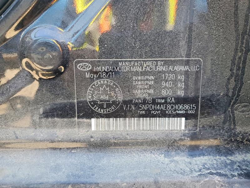53457766 :رقم المزاد ، 5NPDH4AE8CH068615 vin ، 2012 Hyundai Elantra مزاد بيع