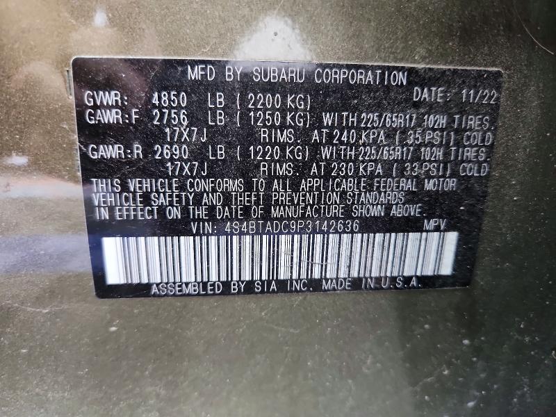 Aukcja sprzedaży 2023 Subaru Outback, vin: 4S4BTADC9P3142636, numer aukcji: 52677116