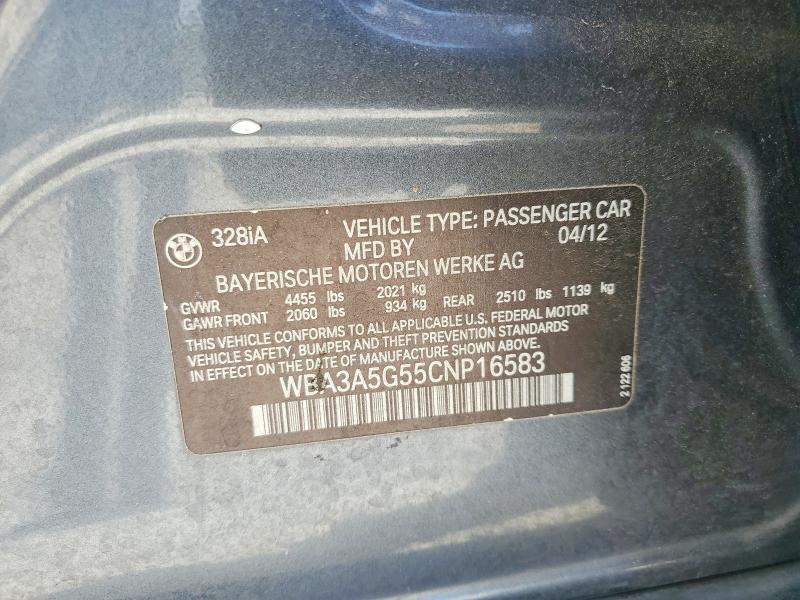 52358556 :رقم المزاد ، WBA3A5G55CNP16583 vin ، 2012 Bmw 328 مزاد بيع