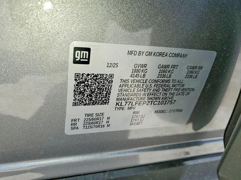 Продаж на аукціоні авто 2026 Chevrolet Trax, vin: KL77LFEP2TC103757, номер лоту: 51900176