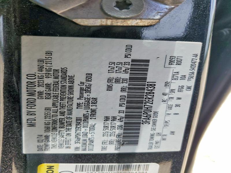 55180596 :رقم المزاد ، 3FA6P0H72ER284381 vin ، 2014 Ford Fusion مزاد بيع