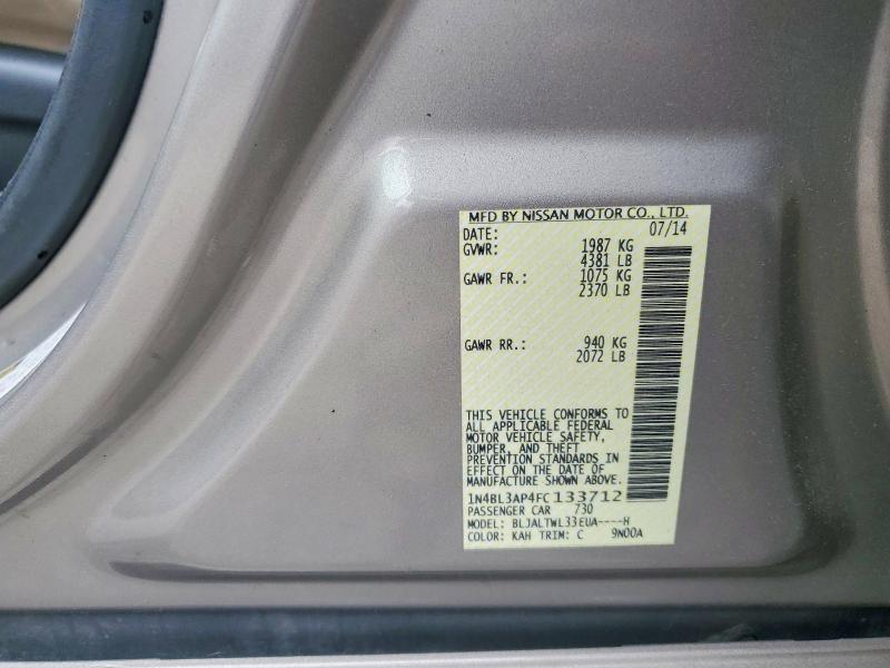 Aukcja sprzedaży 2015 Nissan Altima, vin: 1N4BL3AP4FC133712, numer aukcji: 52328456