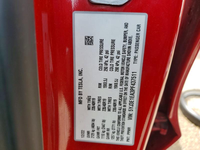 Продаж на аукціоні авто 2023 Tesla Model 3, vin: 5YJ3E1EA3PF437511, номер лоту: 54452786