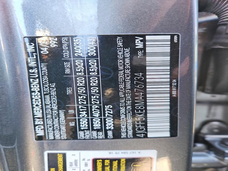 Продажа на аукционе авто 2021 Mercedes-benz Gls, vin: 4JGFF5KE8MA476734, номер лота: 52271366