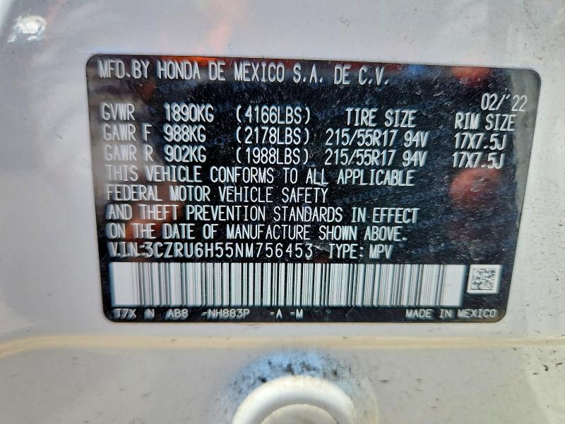 Продаж на аукціоні авто 2022 Honda Hr-v, vin: 3CZRU6H55NM756453, номер лоту: 53966196