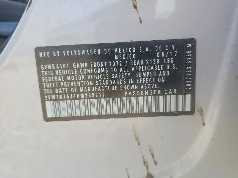 Aukcja sprzedaży 2017 Volkswagen Jetta, vin: 3VW167AJ4HM389217, numer aukcji: 54672986