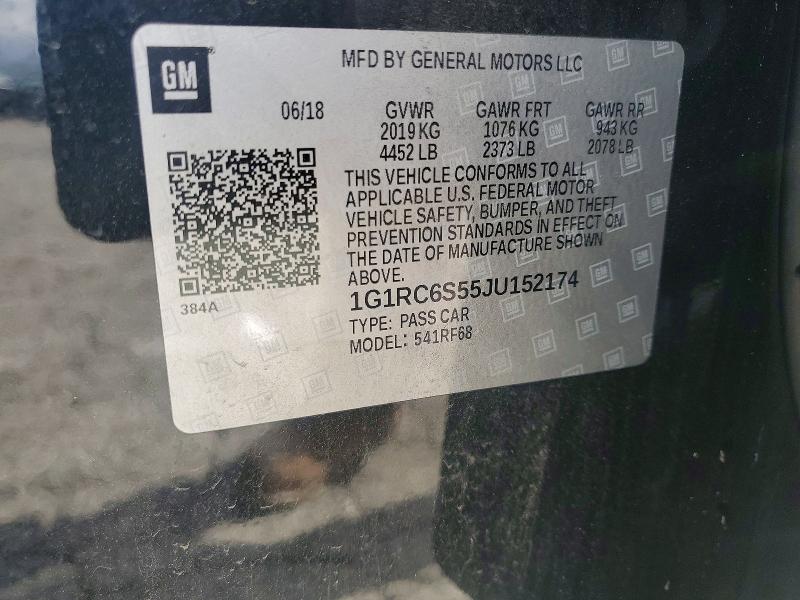 55066336 :رقم المزاد ، 1G1RC6S55JU152174 vin ، 2018 Chevrolet Volt مزاد بيع