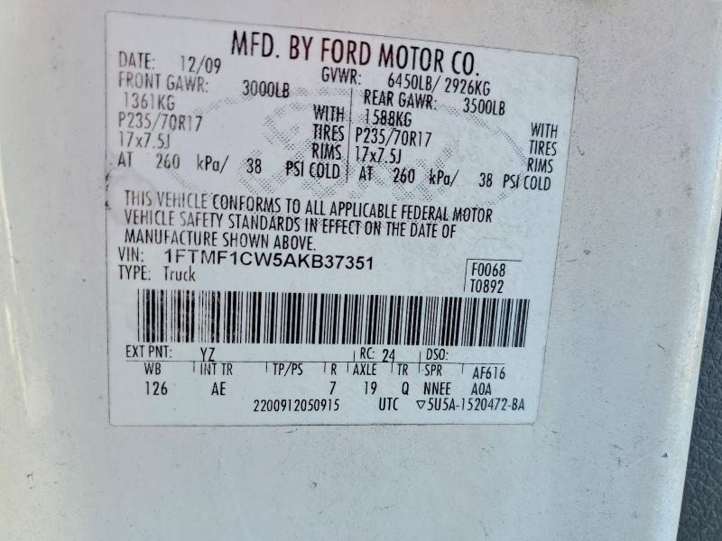 Aukcja sprzedaży 2010 Ford F150, vin: 1FTMF1CW5AKB37351, numer aukcji: 53934036