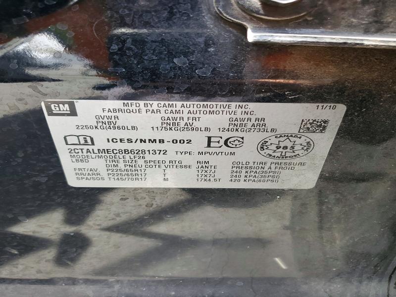 52254516 :رقم المزاد ، 2CTALMEC8B6281372 vin ، 2011 Gmc Terrain مزاد بيع