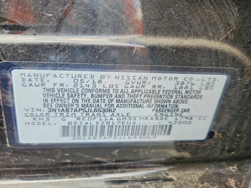 Продажа на аукционе авто 2018 Nissan Sentra, vin: 3N1AB7AP5JL653062, номер лота: 55328476