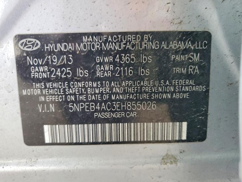 55195196 :رقم المزاد ، 5NPEB4AC3EH855026 vin ، 2014 Hyundai Sonata مزاد بيع