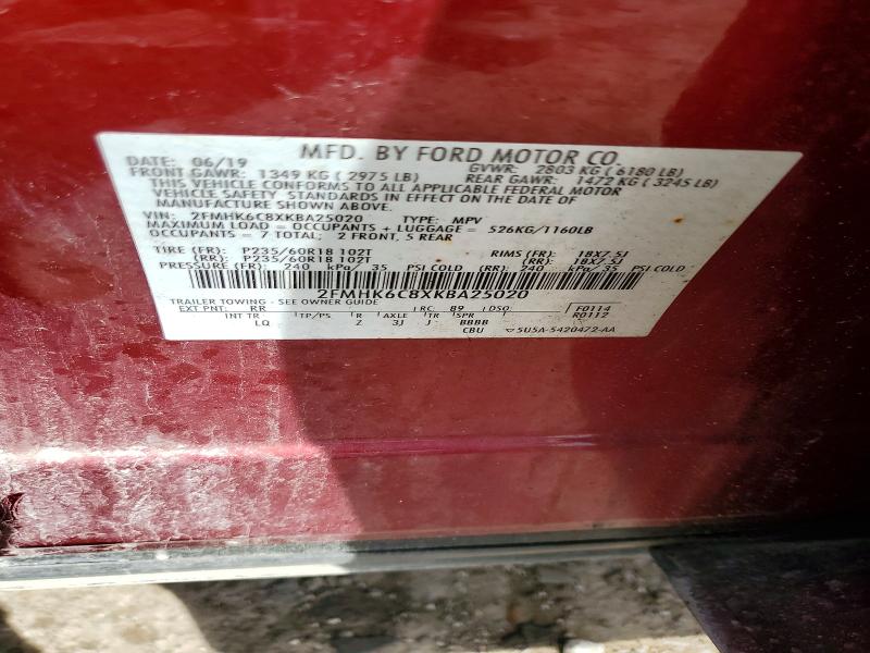 Продаж на аукціоні авто 2019 Ford Flex, vin: 2FMHK6C8XKBA25020, номер лоту: 53845036
