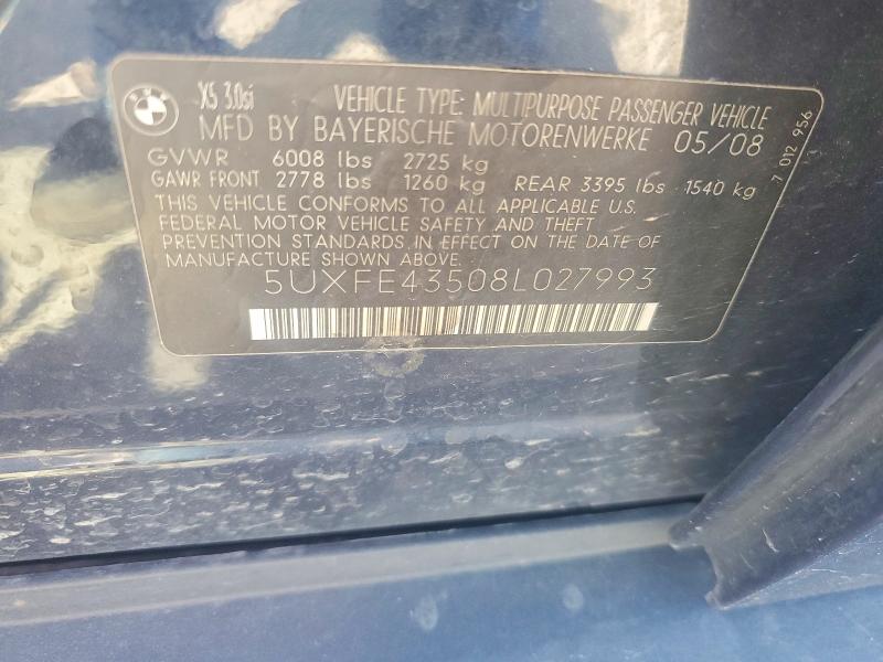 Aukcja sprzedaży 2008 Bmw X5, vin: 5UXFE43508L027993, numer aukcji: 53965636