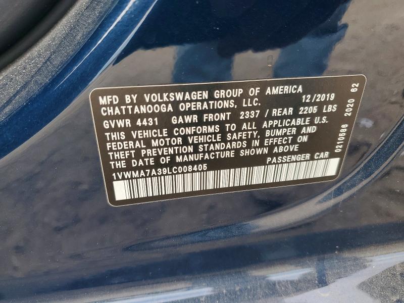 2020 Volkswagen Passat მანქანა იყიდება აუქციონზე, vin: 1VWMA7A39LC008405, აუქციონის ნომერი: 53465136