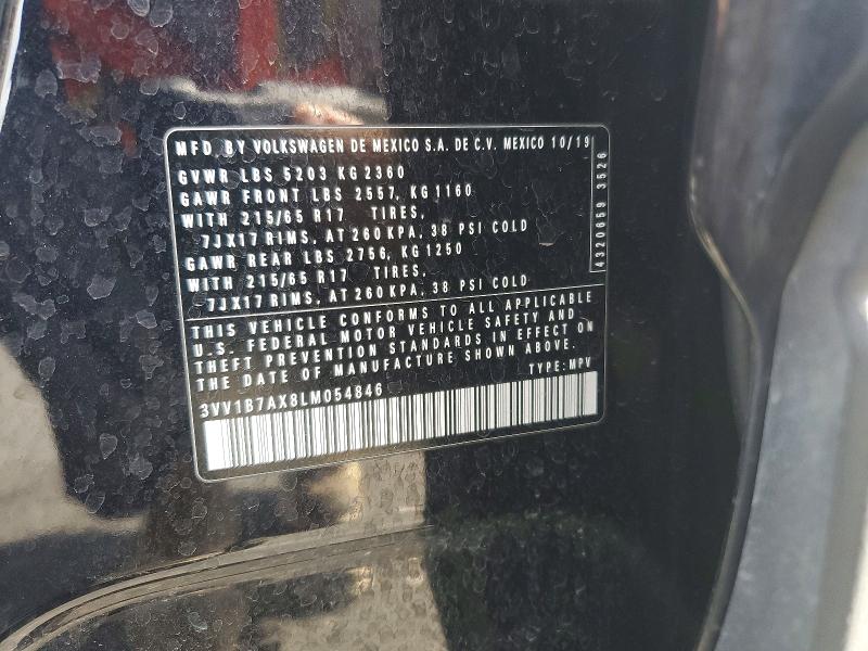 Продаж на аукціоні авто 2020 Volkswagen Tiguan, vin: 3VV1B7AX8LM054846, номер лоту: 55157726