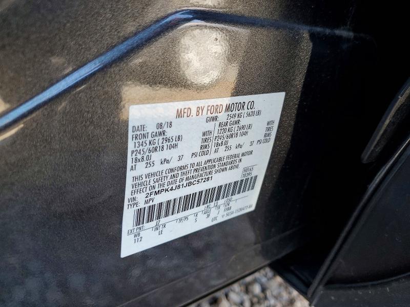 Продажа на аукционе авто 2018 Ford Edge, vin: 2FMPK4J81JBC57281, номер лота: 52896116