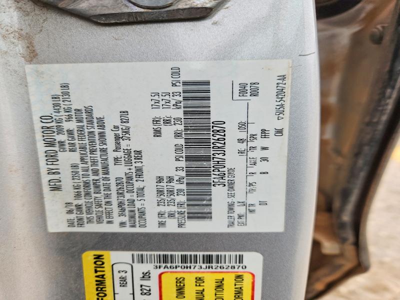 2018 Ford Fusion მანქანა იყიდება აუქციონზე, vin: 3FA6P0H73JR262870, აუქციონის ნომერი: 53937396