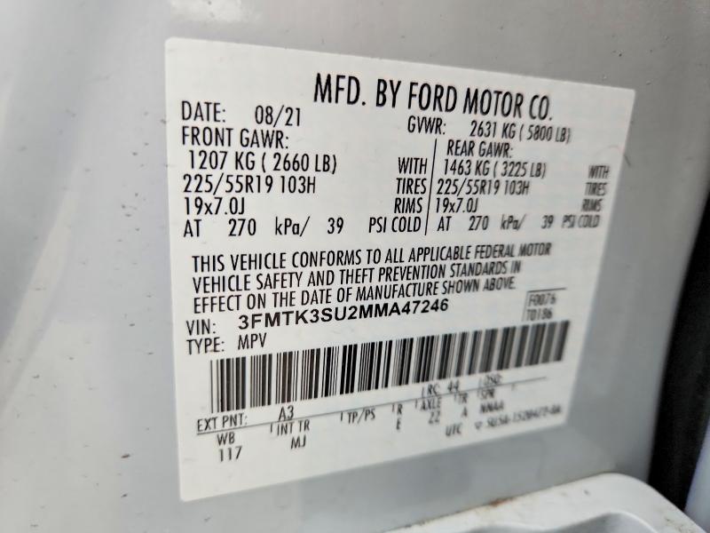 Продажа на аукционе авто 2021 Ford Mustang Mach-e, vin: 3FMTK3SU2MMA47246, номер лота: 53068166