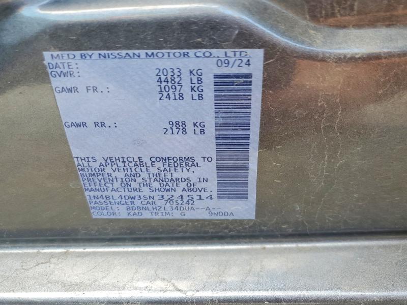 54986306 :رقم المزاد ، 1N4BL4DW3SN324514 vin ، 2025 Nissan Altima مزاد بيع