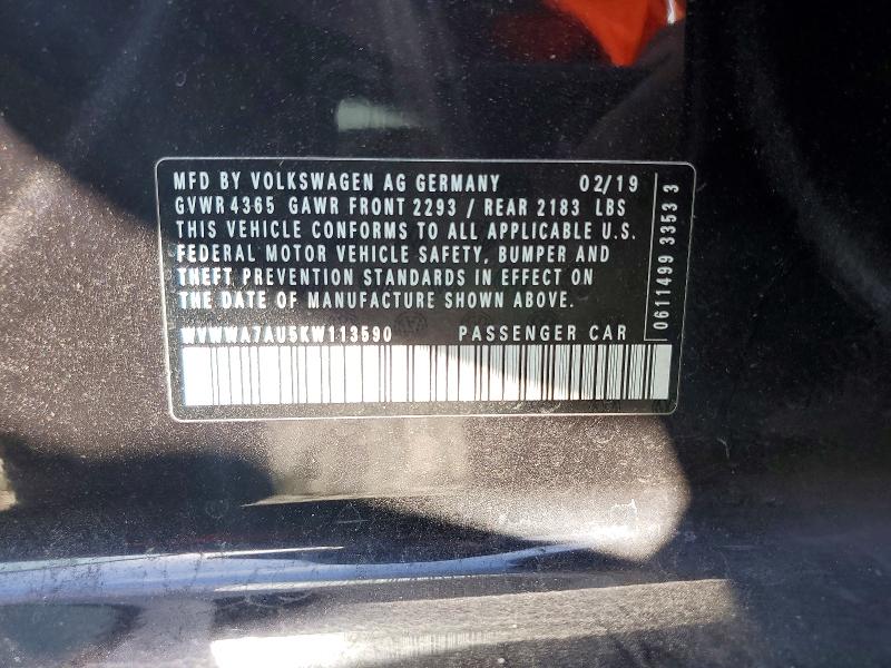 55109996 :رقم المزاد ، WVWWA7AU5KW113590 vin ، 2019 Volkswagen Golf R مزاد بيع