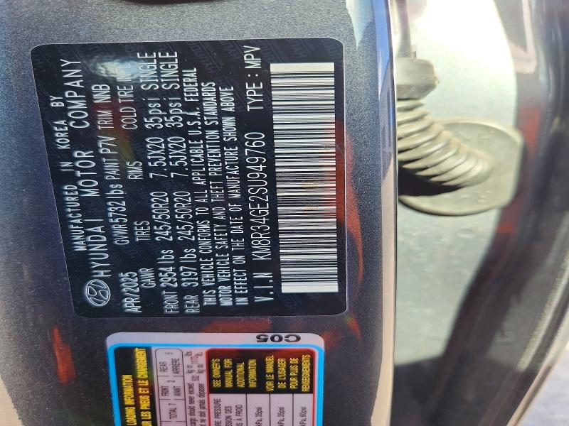 53783636 :رقم المزاد ، KM8R34GE2SU949760 vin ، 2025 Hyundai Palisade مزاد بيع