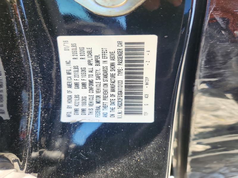 53526336 :رقم المزاد ، 1HGCR2F5XGA113123 vin ، 2016 Honda Accord مزاد بيع