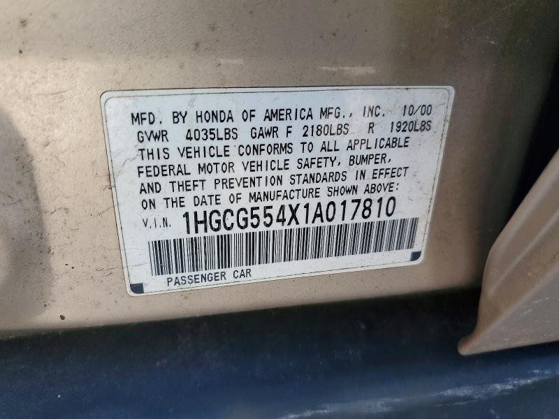 Продажа на аукционе авто 2001 Honda Accord, vin: 1HGCG554X1A017810, номер лота: 52500976