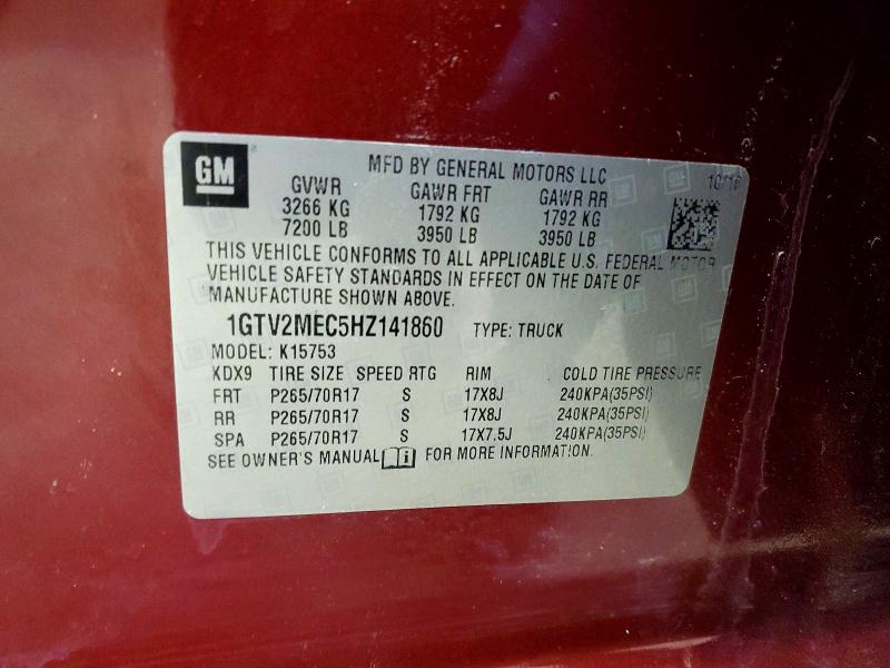 Продаж на аукціоні авто 2017 Gmc Sierra, vin: 1GTV2MEC5HZ141860, номер лоту: 52644666
