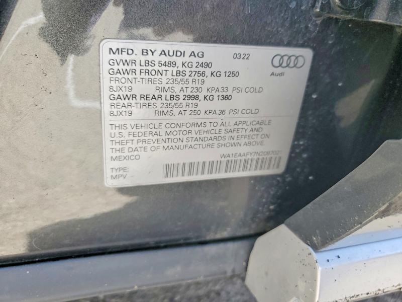 Продажа на аукционе авто 2022 Audi Q5, vin: WA1EAAFY7N2087021, номер лота: 52668026