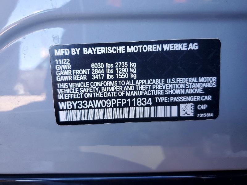 53175486 :رقم المزاد ، WBY33AW09PFP11834 vin ، 2023 Bmw I4 مزاد بيع
