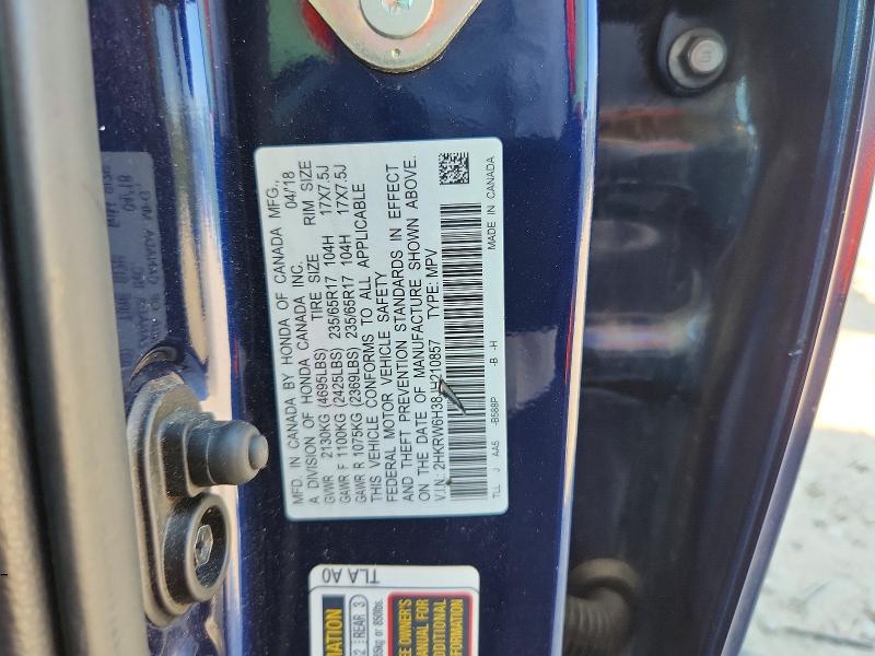54200936 :رقم المزاد ، 2HKRW6H38JH210857 vin ، 2018 Honda Cr-v مزاد بيع