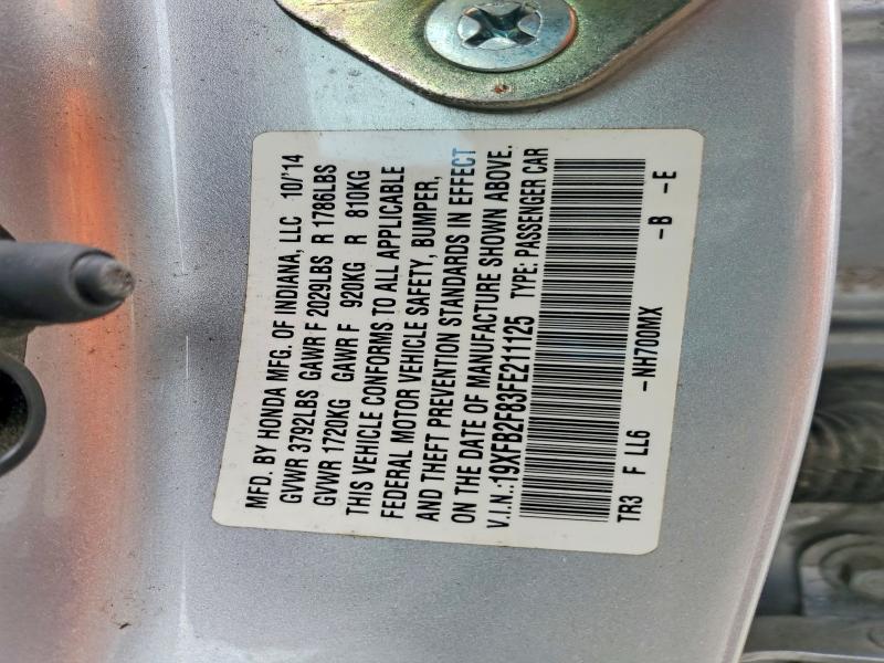 52955786 :رقم المزاد ، 19XFB2F83FE211125 vin ، 2015 Honda Civic مزاد بيع