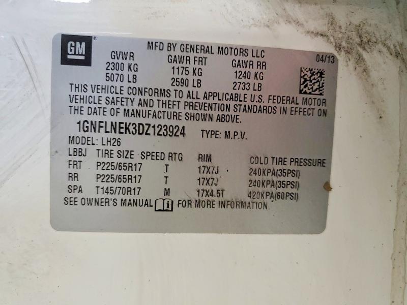 Продаж на аукціоні авто 2013 Chevrolet Equinox, vin: 1GNFLNEK3DZ123924, номер лоту: 54115556