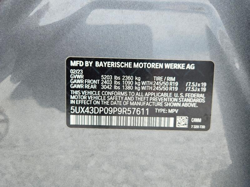 Продаж на аукціоні авто 2023 Bmw X3, vin: 5UX43DP09P9R57611, номер лоту: 53097646